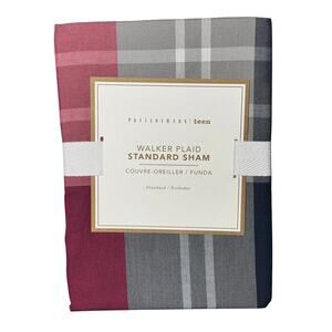 Pottery Barn Teen Walker Plaid Sham Red Navy Standard - 20 x 20